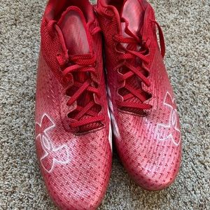 Under Armour Blur Smoke MC Football Cleats Shoes Red